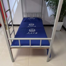  藍(lán)色純棉六件套公安定制印字logo床單被套被子褥子枕頭宿舍單位床上用品 純棉斜紋 無LOGO 上下鋪用0.9m-1.0m床六件套